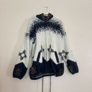 Ecuadorian Wool Aztec Print Hoodie Sweater